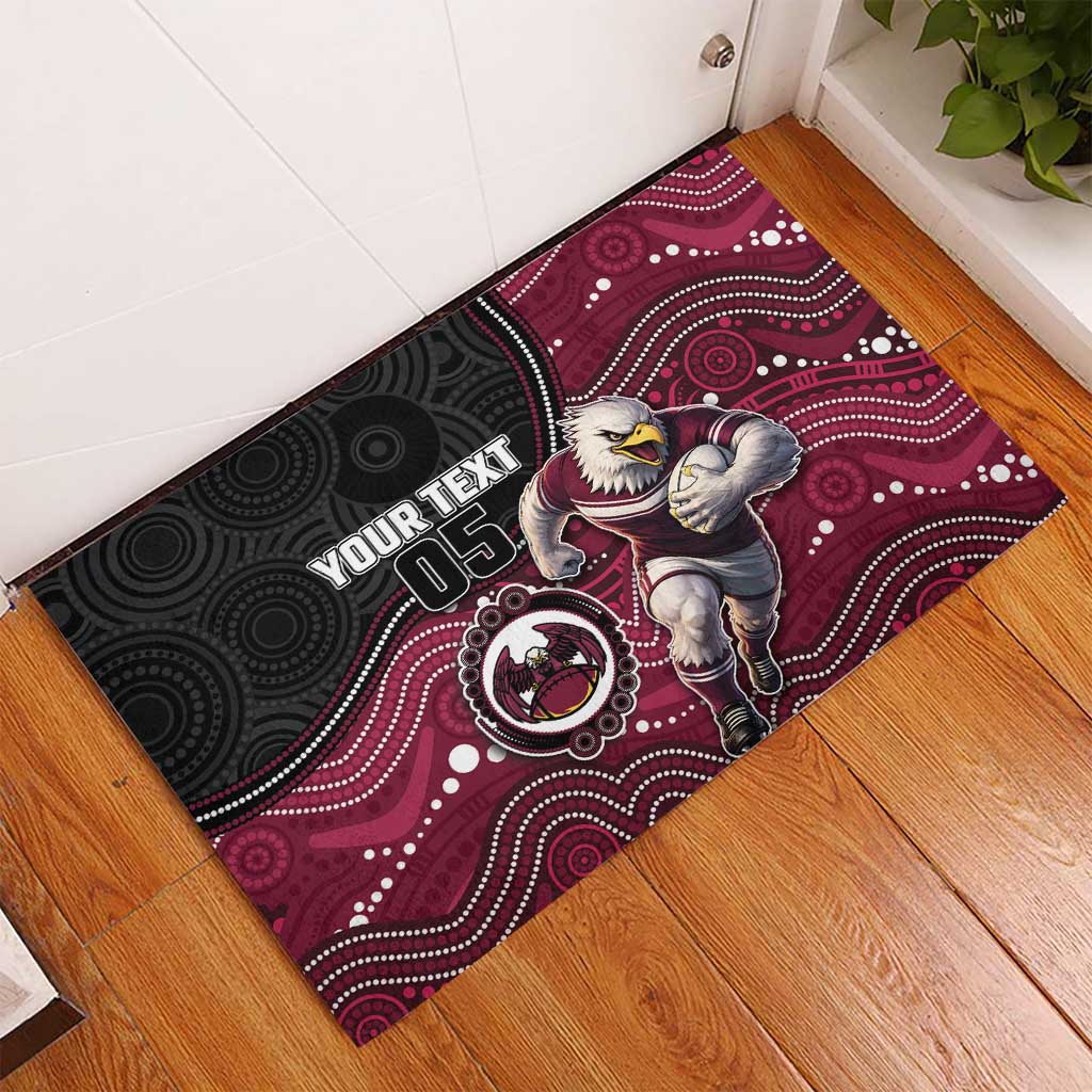 Custom Sea Eagles Rubber Doormat Bird Mascot With Aboriginal Indigenous