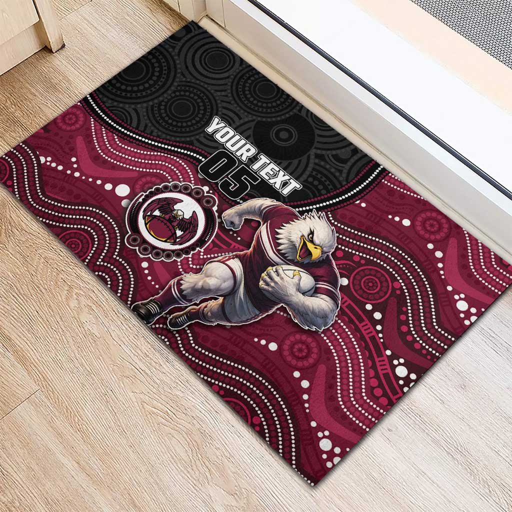 Custom Sea Eagles Rubber Doormat Bird Mascot With Aboriginal Indigenous