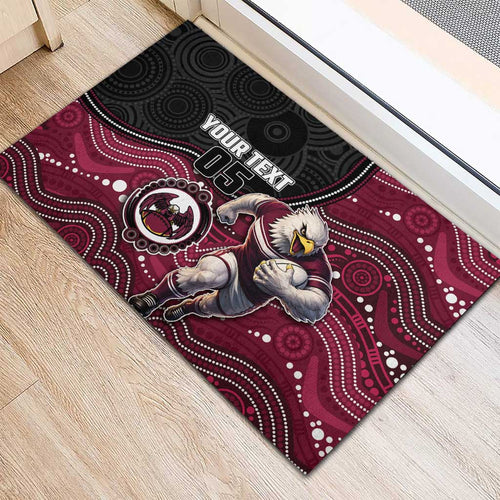 Custom Sea Eagles Rubber Doormat Bird Mascot With Aboriginal Indigenous