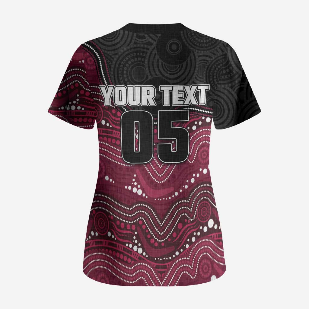 Custom Sea Eagles Scrub Top Bird Mascot With Aboriginal Indigenous