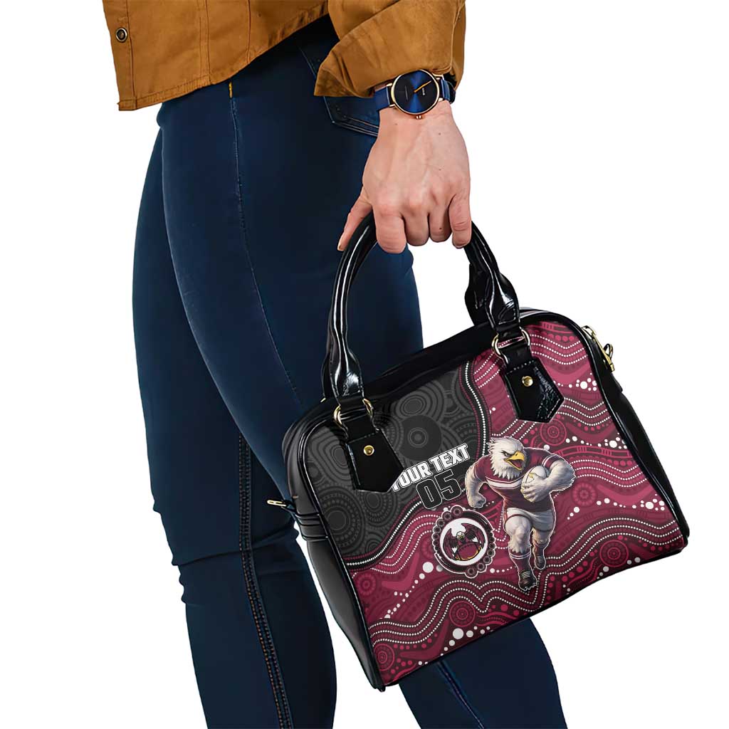 Custom Sea Eagles Shoulder Handbag Bird Mascot With Aboriginal Indigenous