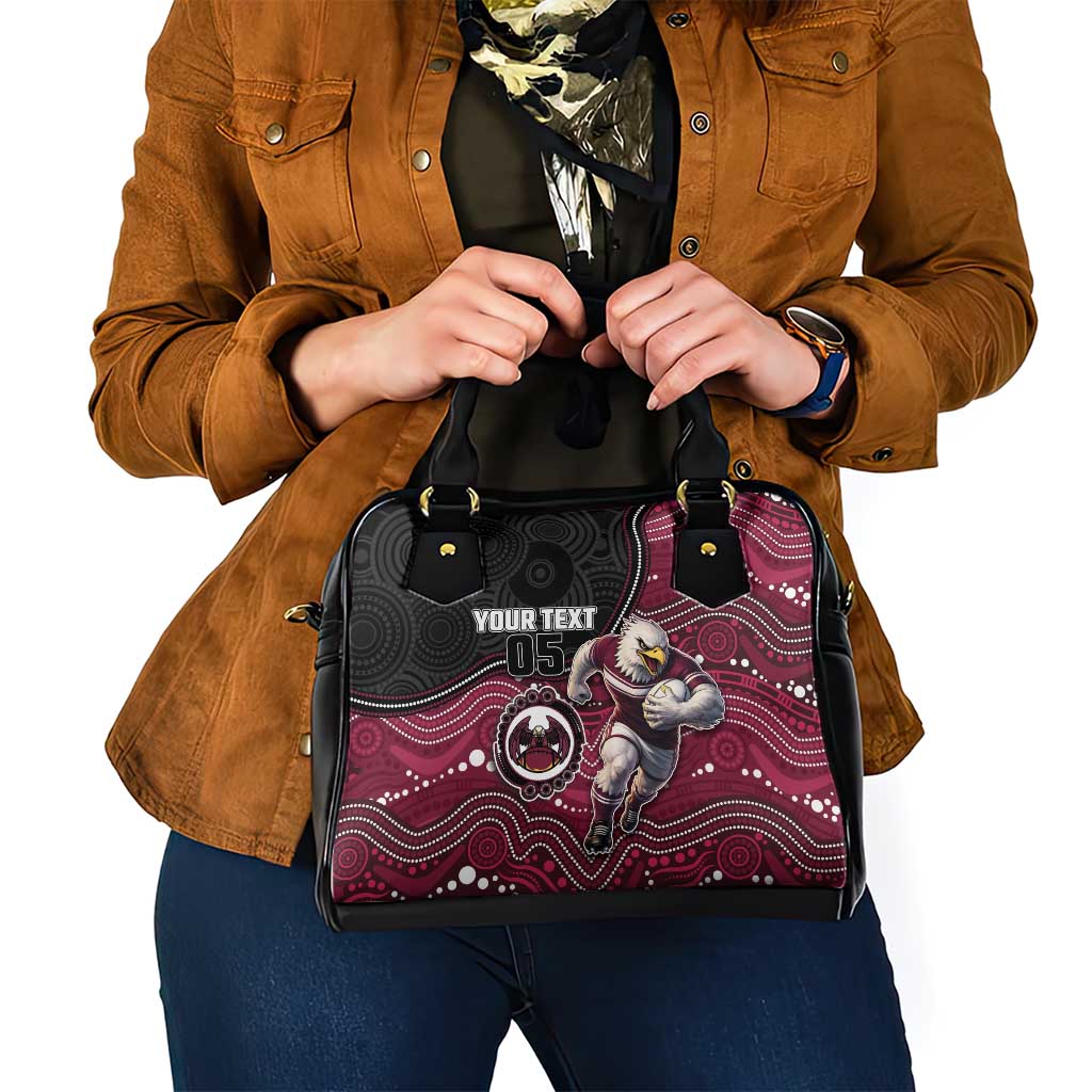 Custom Sea Eagles Shoulder Handbag Bird Mascot With Aboriginal Indigenous