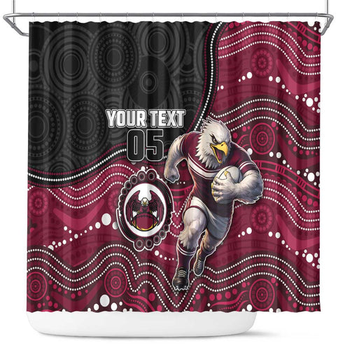 Custom Sea Eagles Shower Curtain Bird Mascot With Aboriginal Indigenous