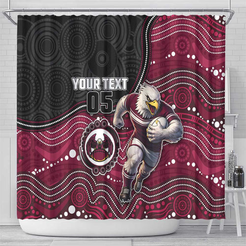 Custom Sea Eagles Shower Curtain Bird Mascot With Aboriginal Indigenous