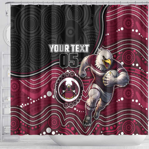 Custom Sea Eagles Shower Curtain Bird Mascot With Aboriginal Indigenous