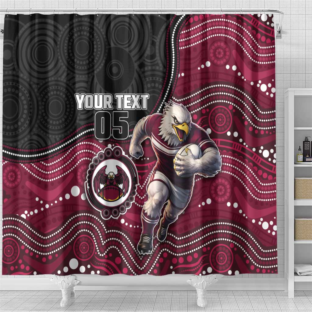 Custom Sea Eagles Shower Curtain Bird Mascot With Aboriginal Indigenous