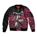 Custom Sea Eagles Sleeve Zip Bomber Jacket Bird Mascot With Aboriginal Indigenous