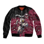 Custom Sea Eagles Sleeve Zip Bomber Jacket Bird Mascot With Aboriginal Indigenous