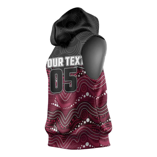 Custom Sea Eagles Sleeveless Hoodie Bird Mascot With Aboriginal Indigenous