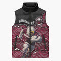 Custom Sea Eagles Sleeveless Puffer Jacket Bird Mascot With Aboriginal Indigenous