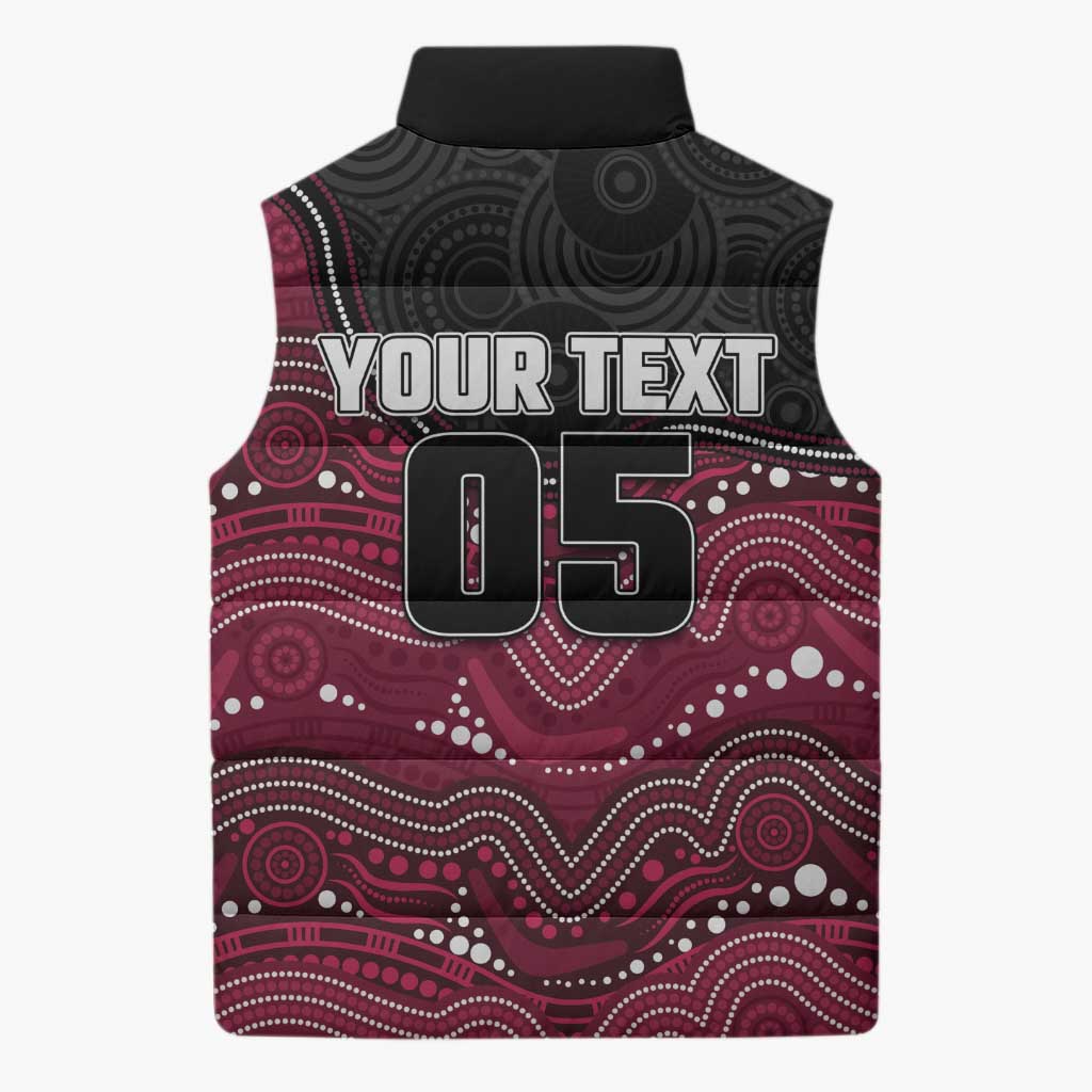 Custom Sea Eagles Sleeveless Puffer Jacket Bird Mascot With Aboriginal Indigenous