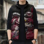 Custom Sea Eagles Sleeveless Puffer Jacket Bird Mascot With Aboriginal Indigenous