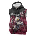Custom Sea Eagles Sleeveless Zip Hoodie Bird Mascot With Aboriginal Indigenous