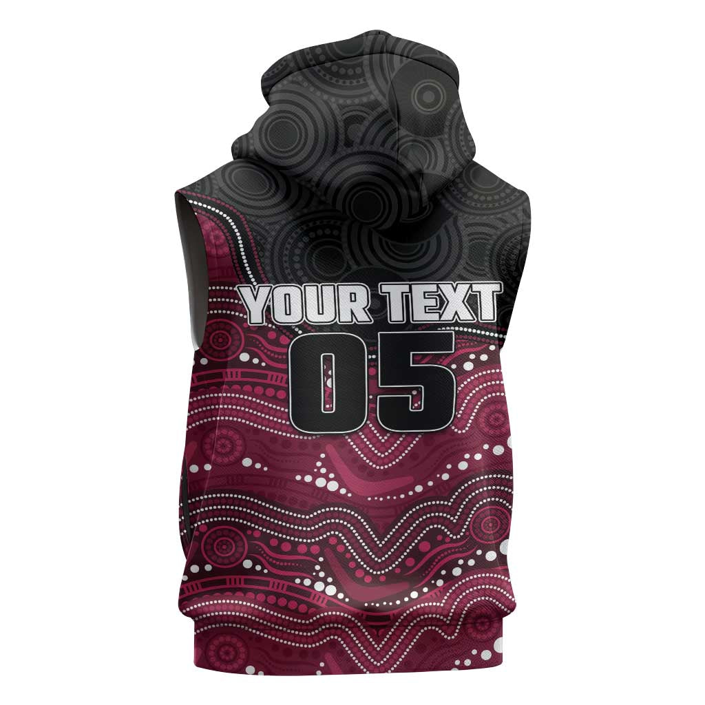 Custom Sea Eagles Sleeveless Zip Hoodie Bird Mascot With Aboriginal Indigenous