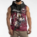 Custom Sea Eagles Sleeveless Zip Hoodie Bird Mascot With Aboriginal Indigenous