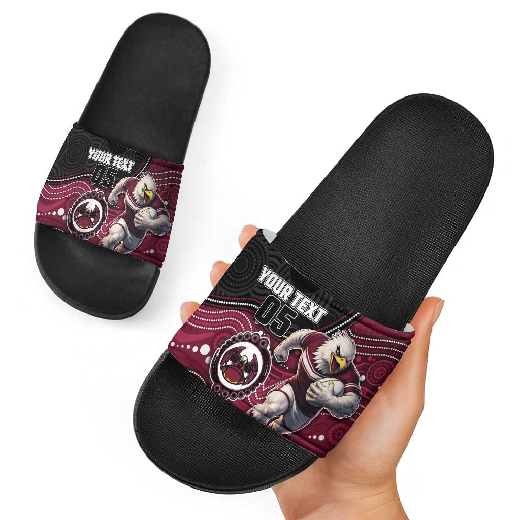Custom Sea Eagles Slide Sandals Bird Mascot With Aboriginal Indigenous