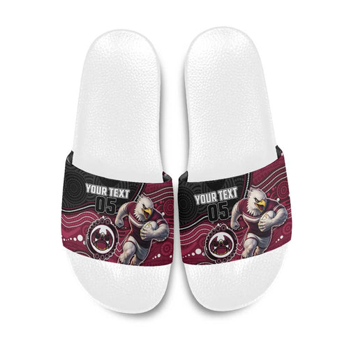 Custom Sea Eagles Slide Sandals Bird Mascot With Aboriginal Indigenous