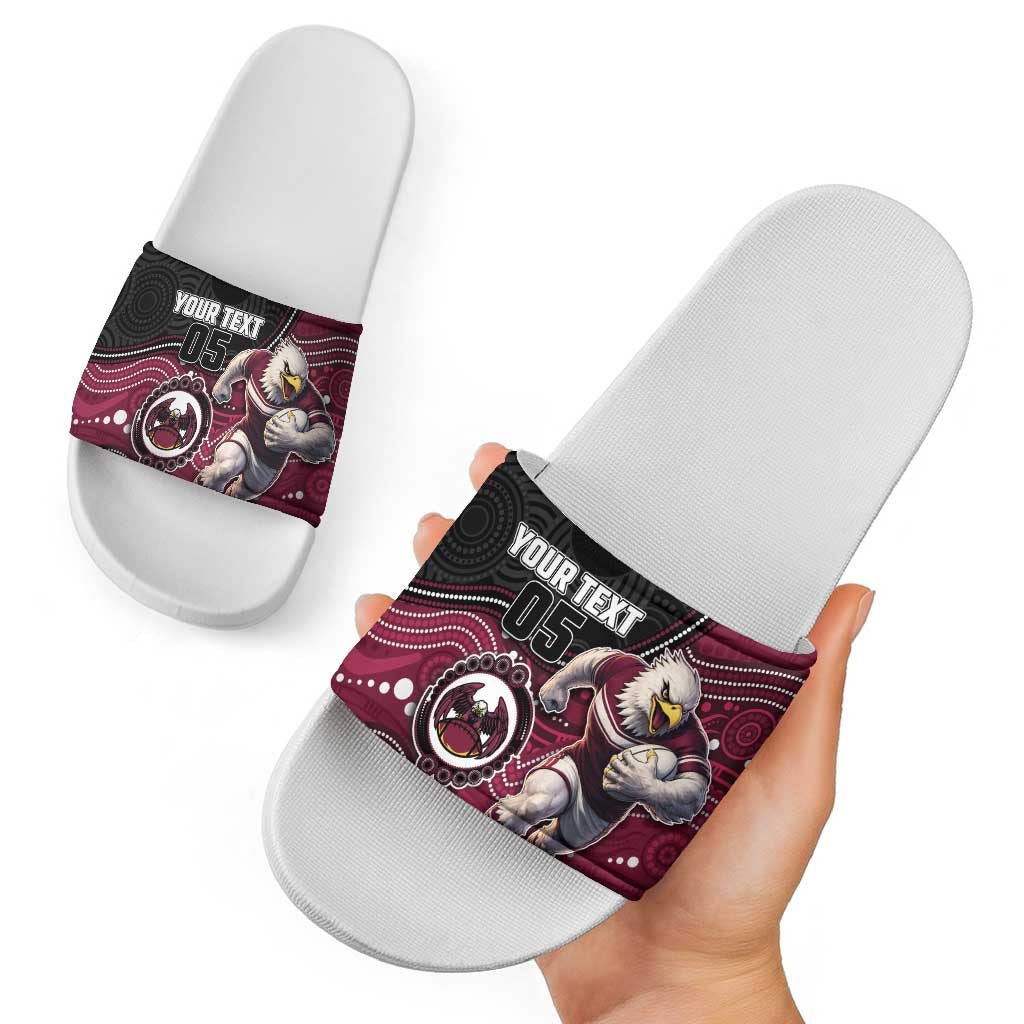 Custom Sea Eagles Slide Sandals Bird Mascot With Aboriginal Indigenous