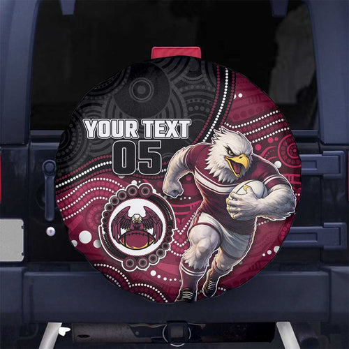 Custom Sea Eagles Spare Tire Cover Bird Mascot With Aboriginal Indigenous