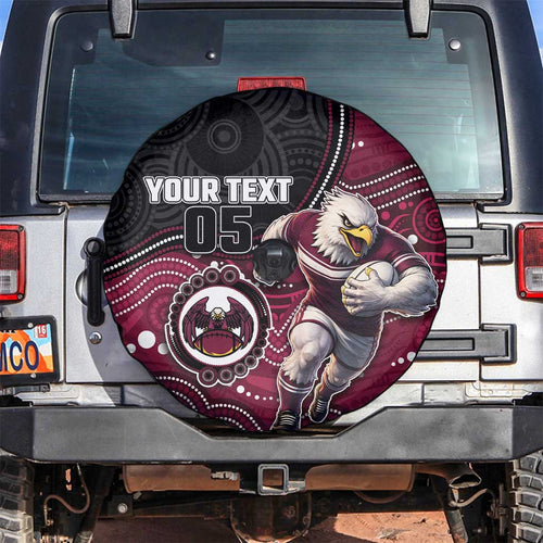 Custom Sea Eagles Spare Tire Cover Bird Mascot With Aboriginal Indigenous