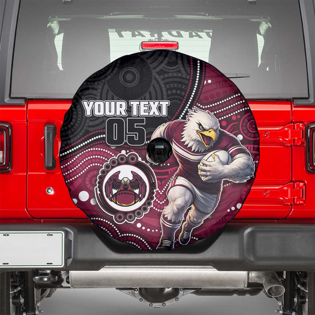 Custom Sea Eagles Spare Tire Cover Bird Mascot With Aboriginal Indigenous