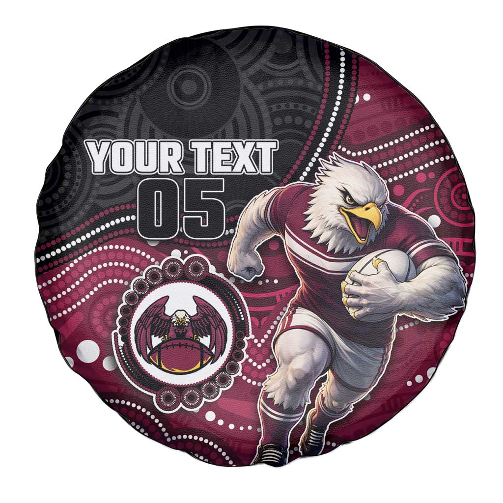 Custom Sea Eagles Spare Tire Cover Bird Mascot With Aboriginal Indigenous