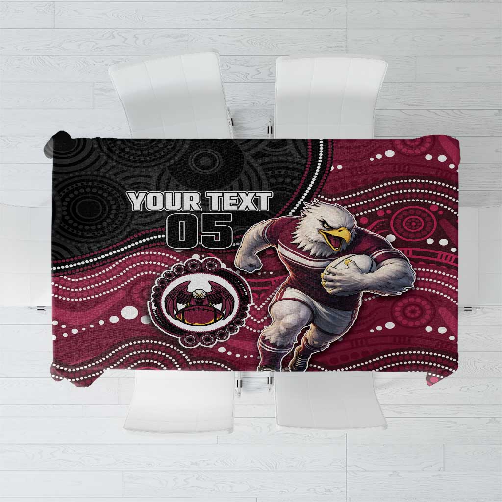 Custom Sea Eagles Tablecloth Bird Mascot With Aboriginal Indigenous