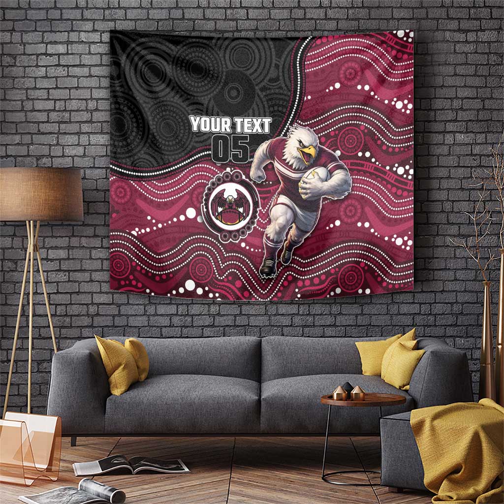 Custom Sea Eagles Tapestry Bird Mascot With Aboriginal Indigenous