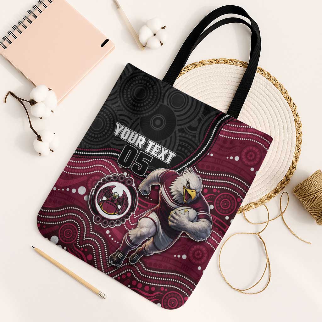 Custom Sea Eagles Tote Bag Bird Mascot With Aboriginal Indigenous