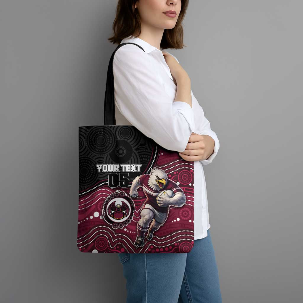 Custom Sea Eagles Tote Bag Bird Mascot With Aboriginal Indigenous