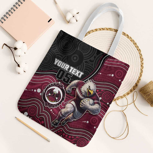 Custom Sea Eagles Tote Bag Bird Mascot With Aboriginal Indigenous