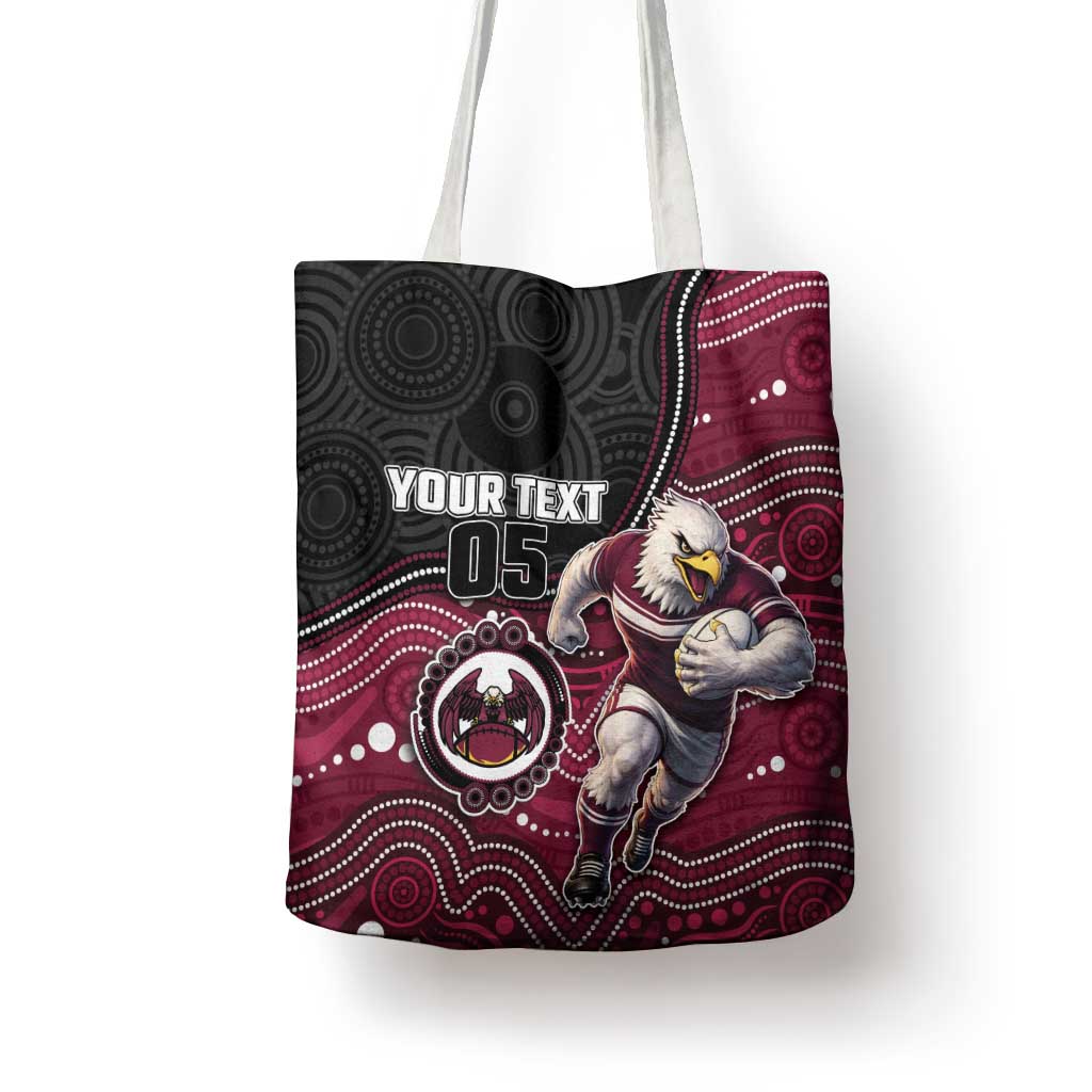 Custom Sea Eagles Tote Bag Bird Mascot With Aboriginal Indigenous