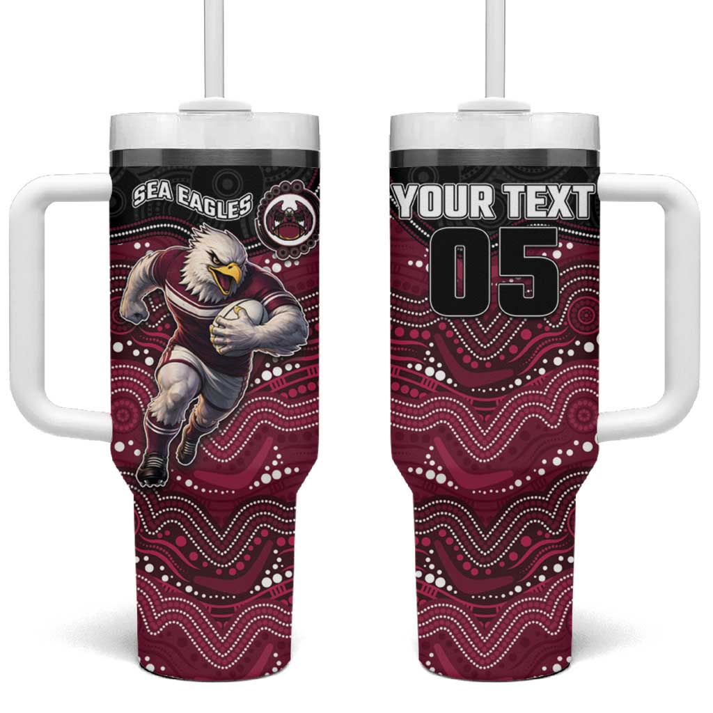 Custom Sea Eagles Tumbler With Handle Bird Mascot With Aboriginal Indigenous