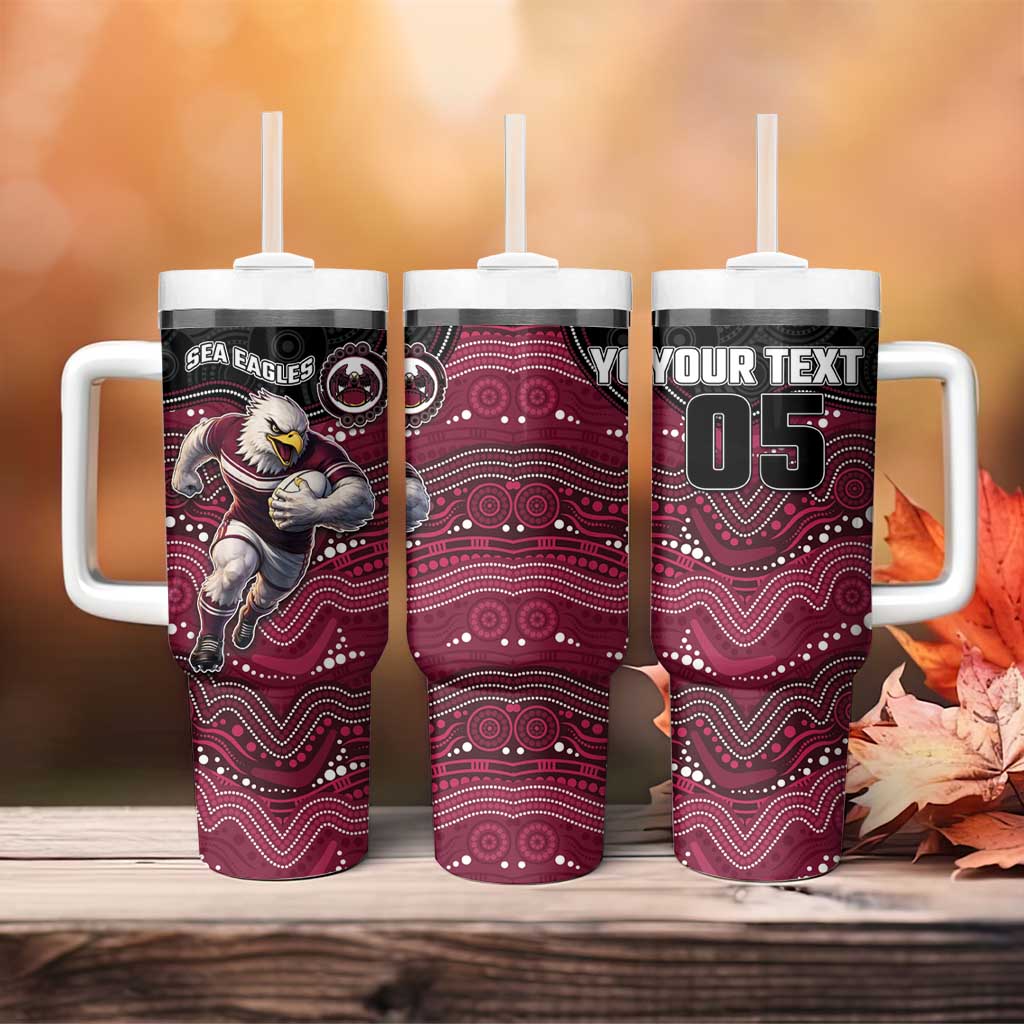 Custom Sea Eagles Tumbler With Handle Bird Mascot With Aboriginal Indigenous