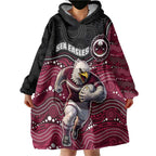 Custom Sea Eagles Wearable Blanket Hoodie Bird Mascot With Aboriginal Indigenous