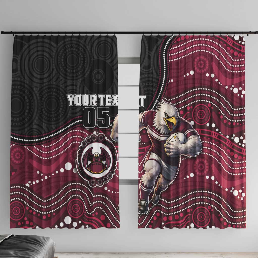 Custom Sea Eagles Window Curtain Bird Mascot With Aboriginal Indigenous