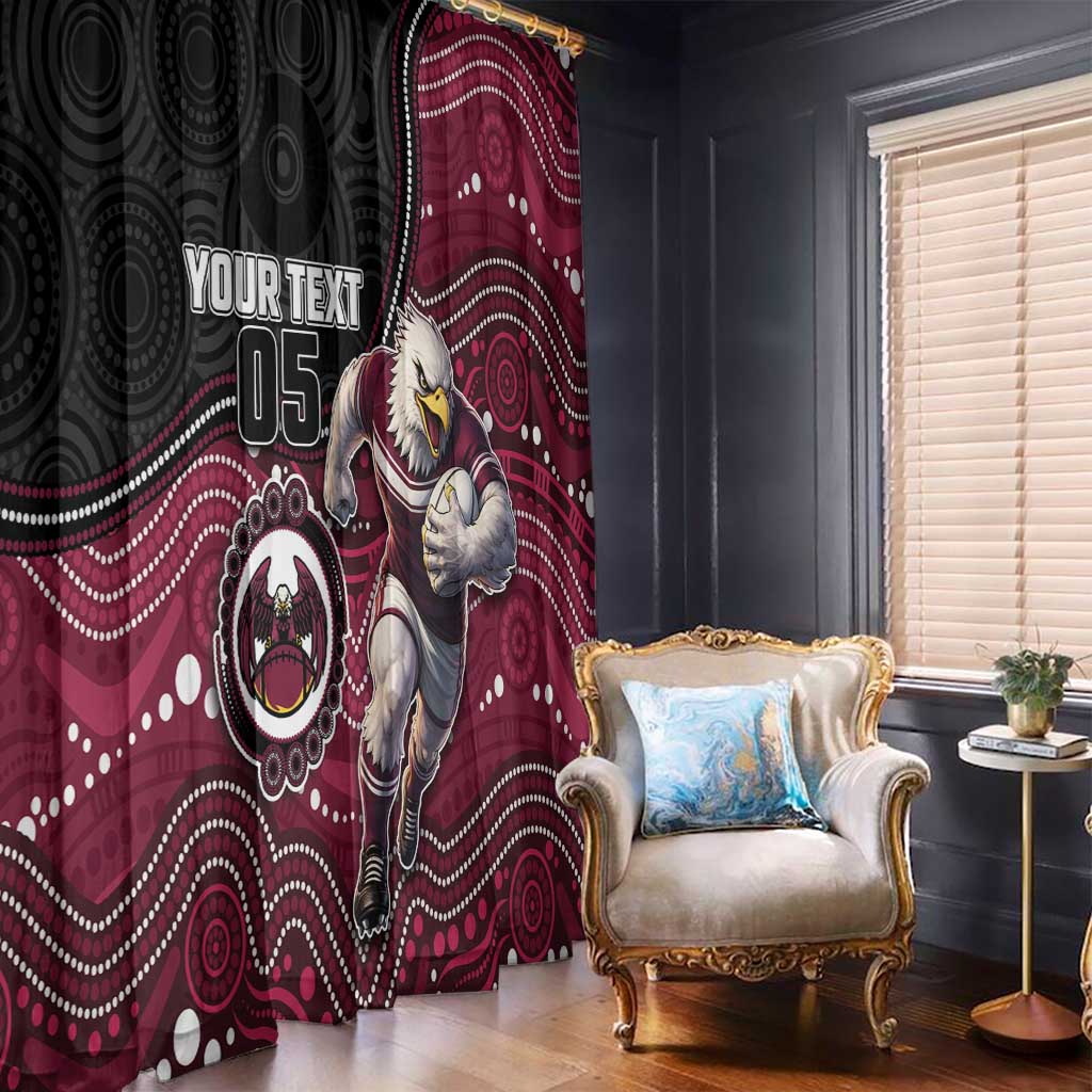 Custom Sea Eagles Window Curtain Bird Mascot With Aboriginal Indigenous
