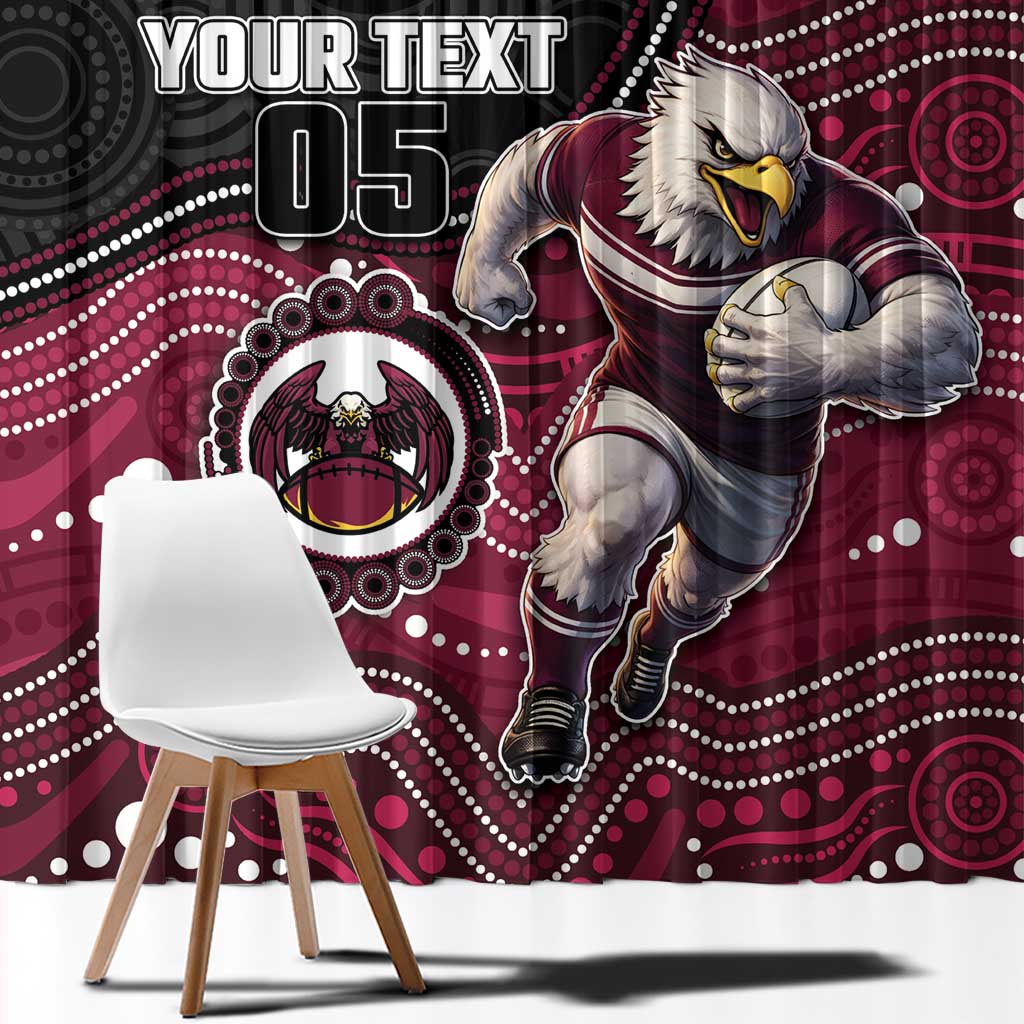 Custom Sea Eagles Window Curtain Bird Mascot With Aboriginal Indigenous