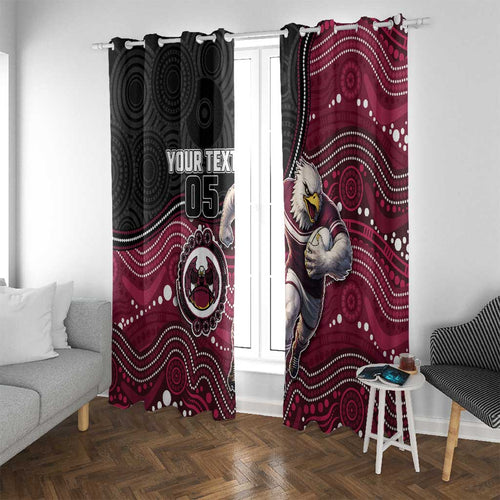 Custom Sea Eagles Window Curtain Bird Mascot With Aboriginal Indigenous