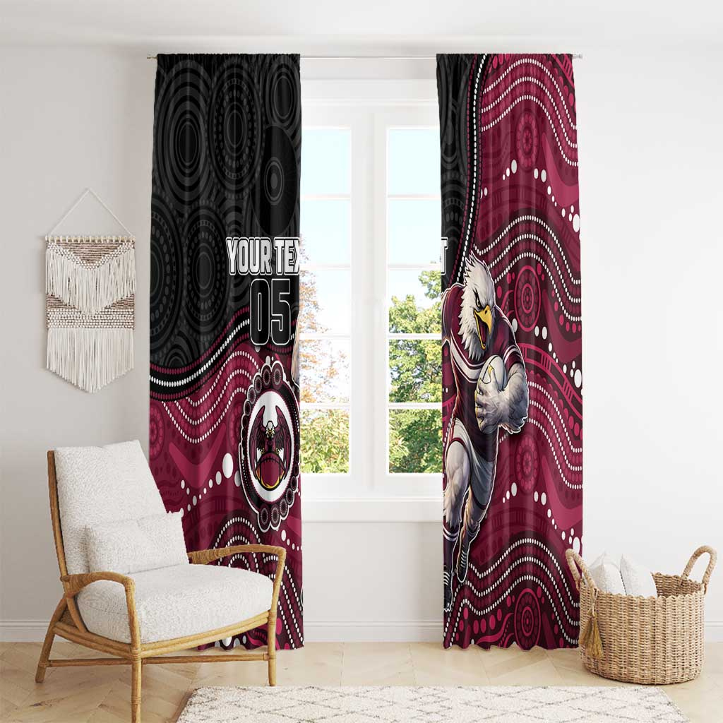 Custom Sea Eagles Window Curtain Bird Mascot With Aboriginal Indigenous