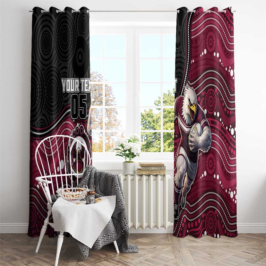 Custom Sea Eagles Window Curtain Bird Mascot With Aboriginal Indigenous