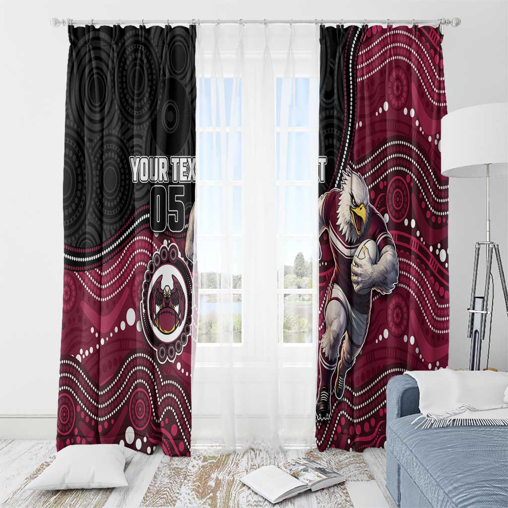 Custom Sea Eagles Window Curtain Bird Mascot With Aboriginal Indigenous