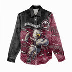 Custom Sea Eagles Women Casual Shirt Bird Mascot With Aboriginal Indigenous