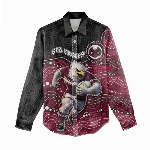 Custom Sea Eagles Women Casual Shirt Bird Mascot With Aboriginal Indigenous
