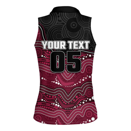 Custom Sea Eagles Women Sleeveless Polo Shirt Bird Mascot With Aboriginal Indigenous