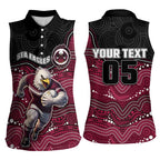 Custom Sea Eagles Women Sleeveless Polo Shirt Bird Mascot With Aboriginal Indigenous