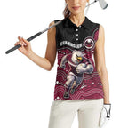 Custom Sea Eagles Women Sleeveless Polo Shirt Bird Mascot With Aboriginal Indigenous