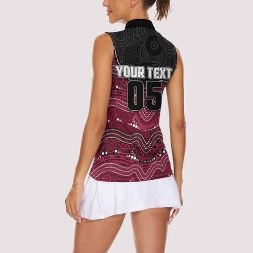Custom Sea Eagles Women Sleeveless Polo Shirt Bird Mascot With Aboriginal Indigenous
