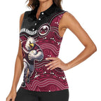 Custom Sea Eagles Women Sleeveless Polo Shirt Bird Mascot With Aboriginal Indigenous