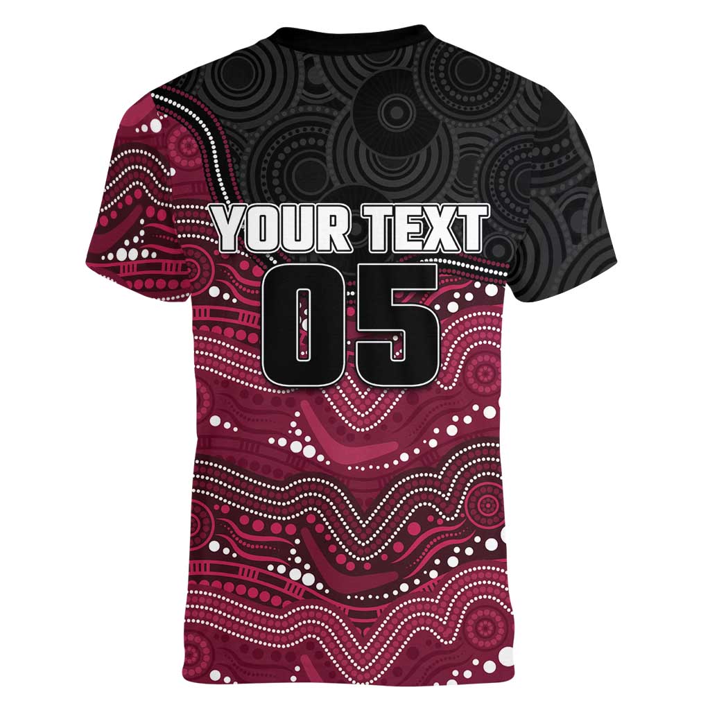 Custom Sea Eagles Women V-Neck T-Shirt Bird Mascot With Aboriginal Indigenous